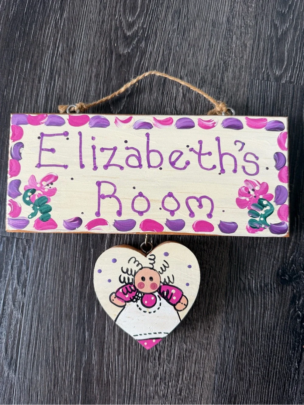 Personalized Pink and Purple 'Elizabeth's Room' Wall Sign